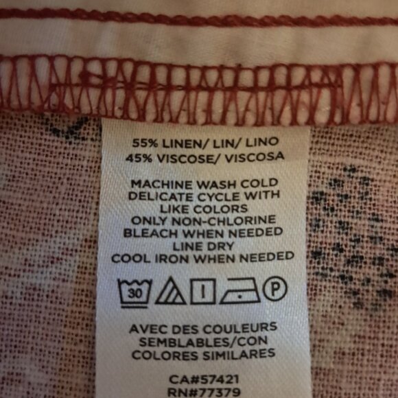 Ann Taylor Factory Linen Blend Wide Leg Brick Red Print Pants Sz 6 - Picture 8 of 9